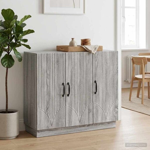 VidaXL Széf Szürke Sonoma 89 x 34,5 x 77 cm Szerelt Fa