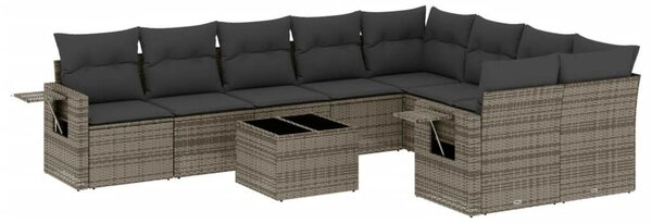 VidaXL Polyrattan Kerti Ülőgarnitúra - 10 részes - Szürke