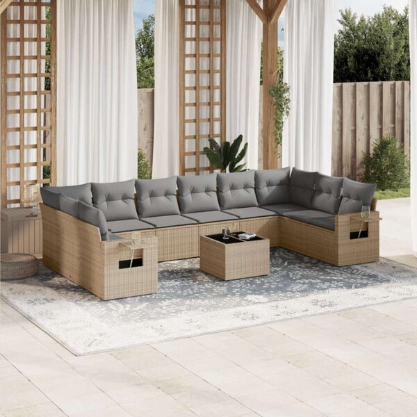 VidaXL Polyrattan Kerti Ülőgarnitúra - 11 részes - Bézs