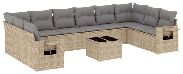 VidaXL Polyrattan Kerti Ülőgarnitúra - 11 részes - Bézs