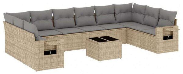 VidaXL Polyrattan Kerti Ülőgarnitúra - 11 részes - Bézs