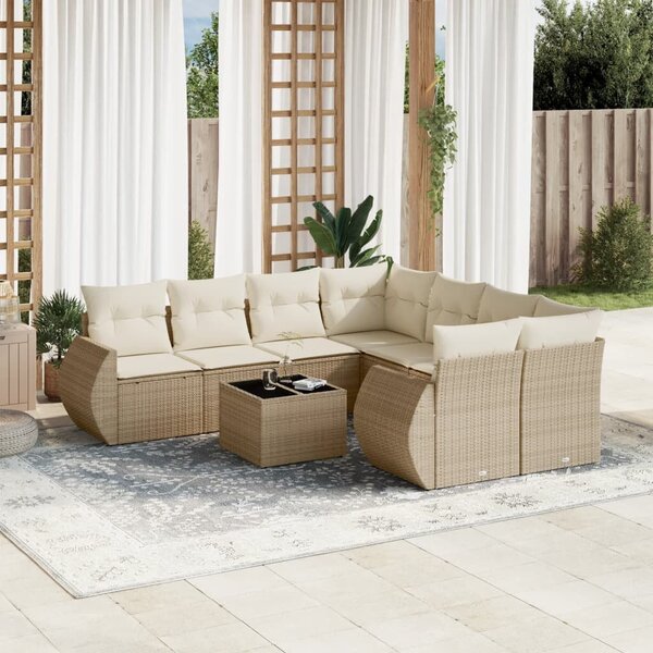 VidaXL Polyrattan Kerti Ülőgarnitúra - 9 részes - Bézs