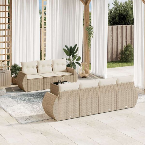 VidaXL Polyrattan Kerti Ülőgarnitúra - 8 részes - Bézs