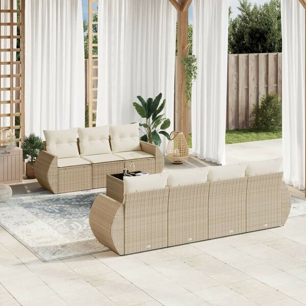 VidaXL Polyrattan Kerti Ülőgarnitúra - 8 részes - Bézs