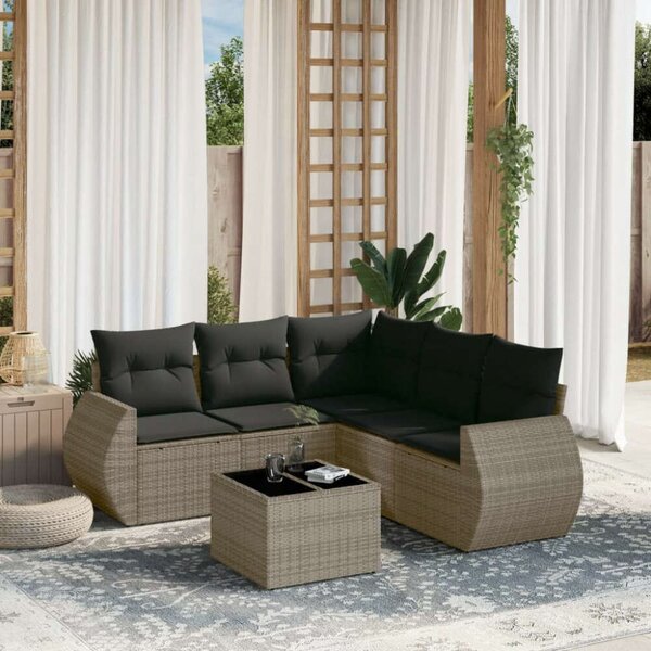 VidaXL Polyrattan Kerti Ülőgarnitúra - 6 részes - Szürke