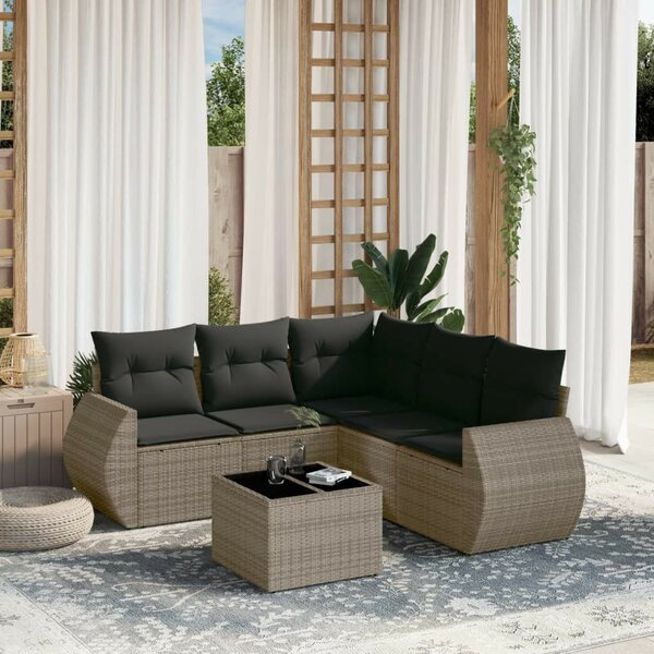 VidaXL Polyrattan Kerti Ülőgarnitúra - 6 részes - Szürke