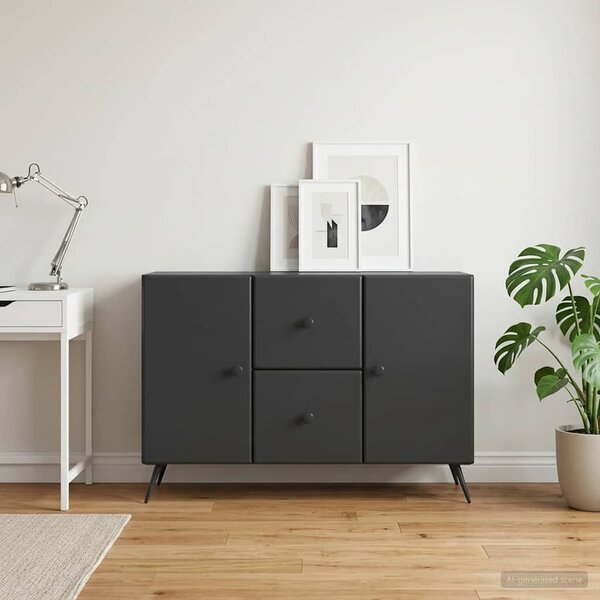 VidaXL Széf fiókkal Fekete 89 x 34,5 x 60 cm Szerelt Fa