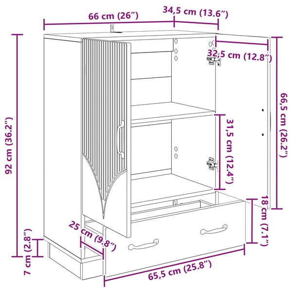 VidaXL Széf fiókkal Szürke Sonoma 66 x 34,5 x 92 cm Szerelt Fa