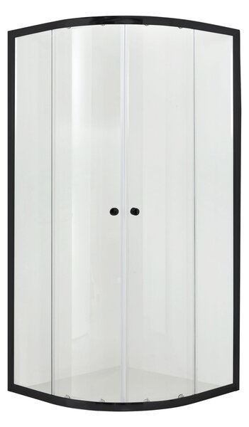 Hagser Andrea zuhanykabin 80x80 cm félkör alakú fekete matt/átlátszó üveg HGR21000020