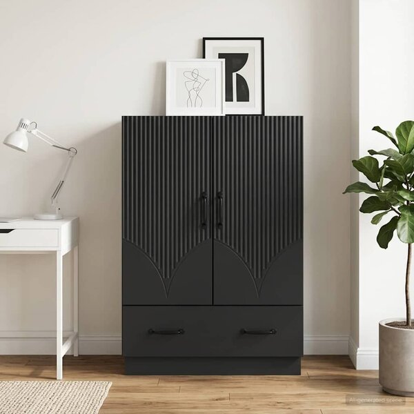 VidaXL Széf fiókkal Fekete 66 x 34,5 x 92 cm Szerelt Fa