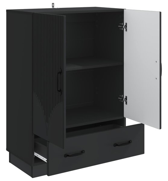 VidaXL Széf fiókkal Fekete 66 x 34,5 x 92 cm Szerelt Fa