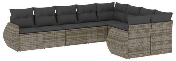 VidaXL Polyrattan Kerti Ülőgarnitúra - 9 részes - Szürke