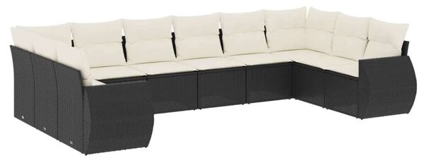 VidaXL Polyrattan Kerti Ülőgarnitúra - 10 részes - Fekete