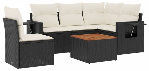VidaXL Polyrattan Kerti Ülőgarnitúra - 6 részes - Fekete