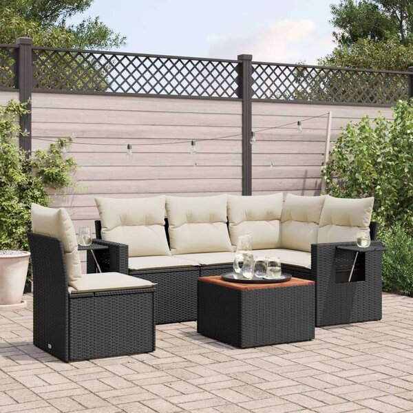 VidaXL Polyrattan Kerti Ülőgarnitúra - 6 részes - Fekete