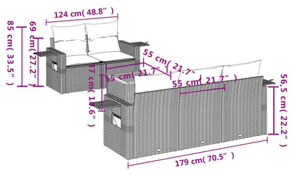 VidaXL Polyrattan Kerti Ülőgarnitúra - 6 részes, Bézs