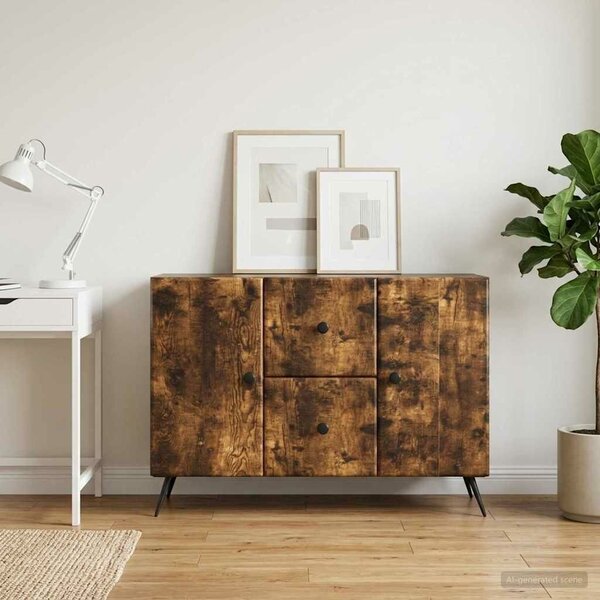 VidaXL Széf fiókkal Füstös Tölgy 89 x 34,5 x 60 cm Szerelt Fa
