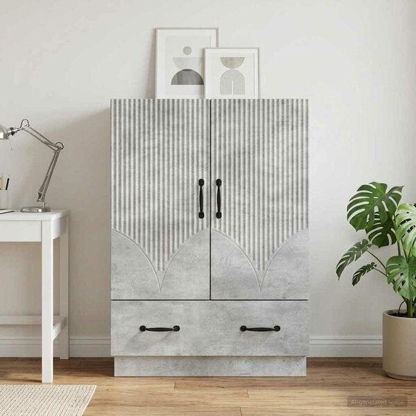 VidaXL Széf fiókkal Betonszürke 66 x 34,5 x 92 cm Szerelt Fa