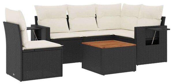 VidaXL Polyrattan Kerti Ülőgarnitúra - 6 részes - Fekete