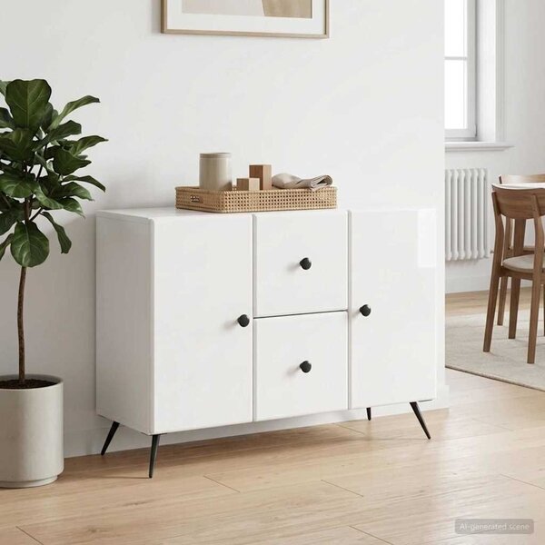 VidaXL Széf fiókkal Magasfényű Fehér 89 x 34,5 x 60 cm Szerelt Fa