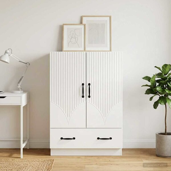 VidaXL Széf fiókkal Magasfényű Fehér 66 x 34,5 x 92 cm Szerelt Fa