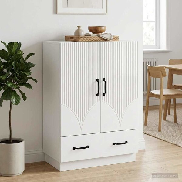 VidaXL Széf fiókkal Magasfényű Fehér 66 x 34,5 x 92 cm Szerelt Fa