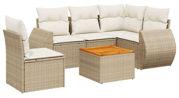 VidaXL Polyrattan Kerti Ülőgarnitúra - 6 részes - Bézs