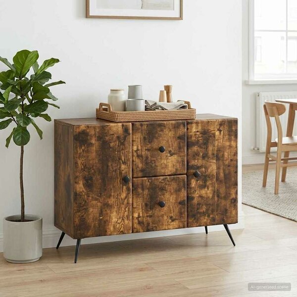 VidaXL Széf fiókkal Füstös Tölgy 89 x 34,5 x 60 cm Szerelt Fa
