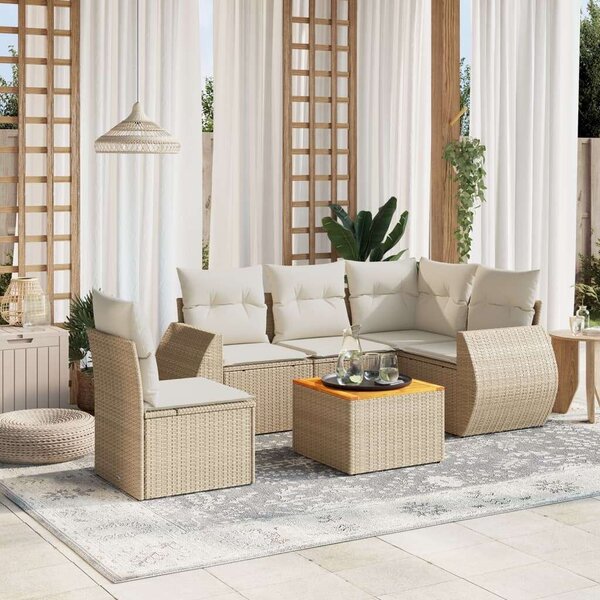 VidaXL Polyrattan Kerti Ülőgarnitúra - 6 részes - Bézs