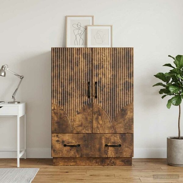 VidaXL Széf fiókkal Füstös Tölgy 66 x 34,5 x 92 cm Szerelt Fa