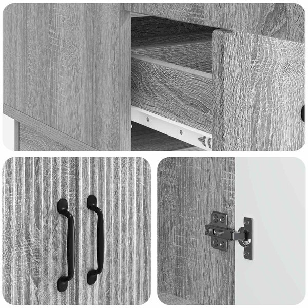 VidaXL Széf fiókkal Szürke Sonoma 66 x 34,5 x 92 cm Szerelt Fa