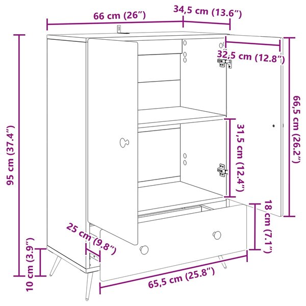 VidaXL Széf Fehér 66 x 34,5 x 95 cm Szerelt Fa