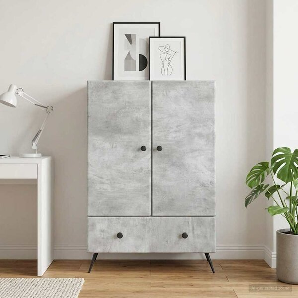 VidaXL Széf Betonszürke 66 x 34,5 x 95 cm Szerelt Fa
