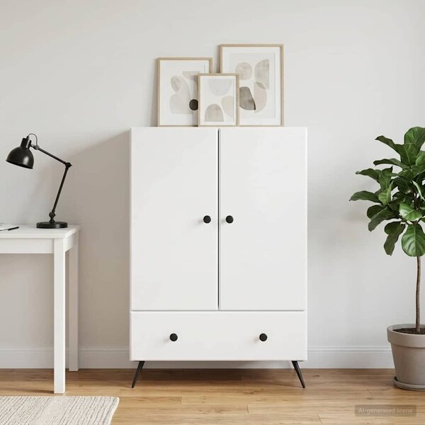 VidaXL Széf Magasfényű Fehér 66 x 34,5 x 95 cm Szerelt Fa