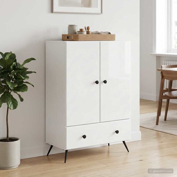 VidaXL Széf Magasfényű Fehér 66 x 34,5 x 95 cm Szerelt Fa