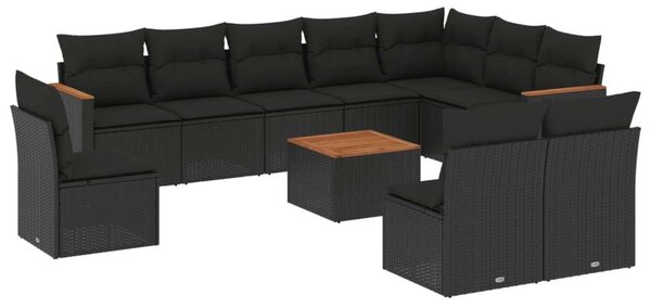 VidaXL Polyrattan Kerti Ülőgarnitúra - 11 részes - Fekete