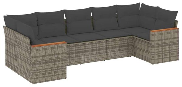 Polyrattan Kerti Ülőgarnitúra - 7 részes - Szürke