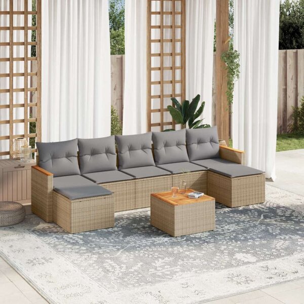 VidaXL Polyrattan Kerti Ülőgarnitúra - 8 részes - Bézs