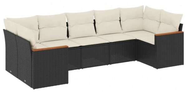 VidaXL Polyrattan Kerti Ülőgarnitúra - 7 részes - Fekete