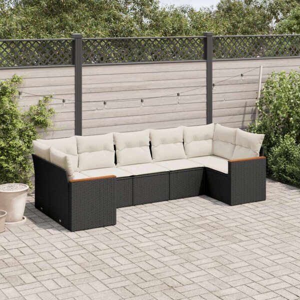 VidaXL Polyrattan Kerti Ülőgarnitúra - 7 részes - Fekete