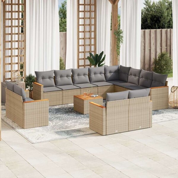 VidaXL Polyrattan Kerti Ülőgarnitúra - 13 részes - Bézs