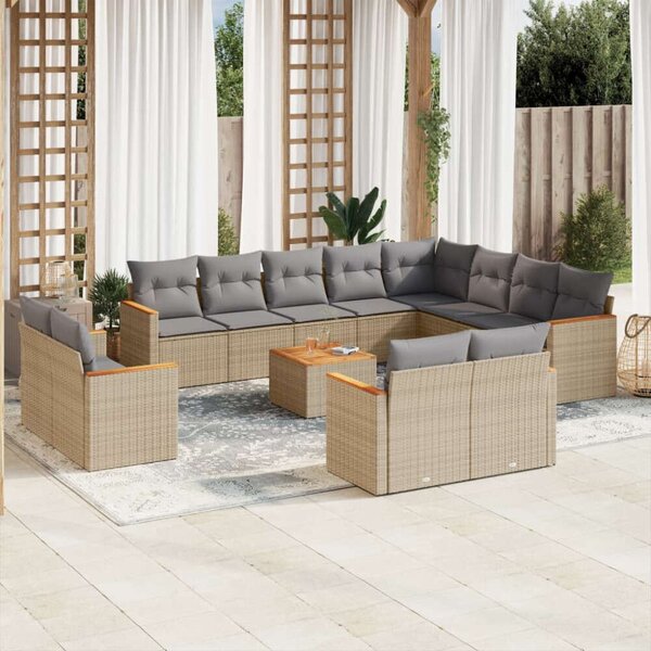 VidaXL Polyrattan Kerti Ülőgarnitúra - 13 részes - Bézs
