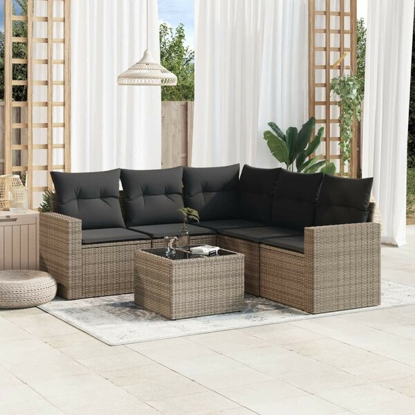 VidaXL Polyrattan Kerti Ülőgarnitúra - 6 részes - Szürke