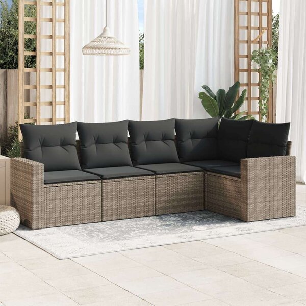 VidaXL Polyrattan Kerti Ülőgarnitúra - 5 részes - Szürke