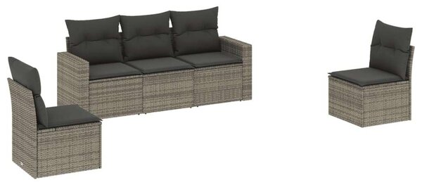VidaXL Polyrattan Kerti Ülőgarnitúra - 5 részes - Szürke