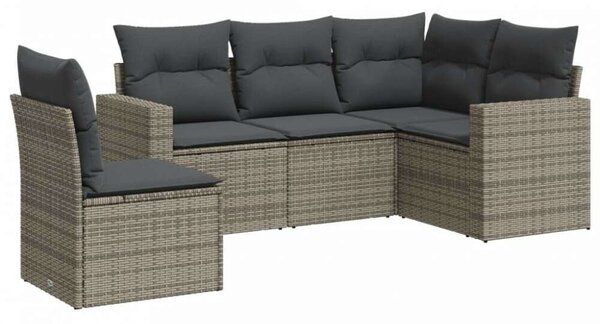 VidaXL 5 részes szürke polyrattan kerti ülőgarnitúra