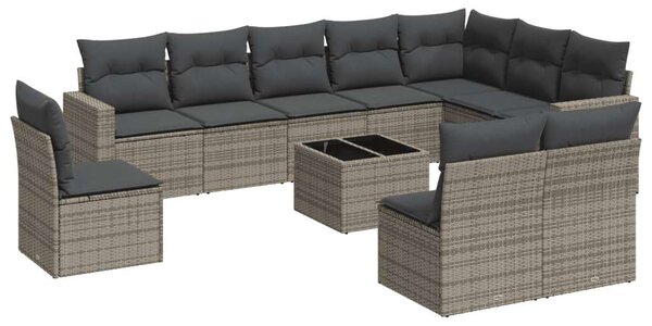 VidaXL Polyrattan Kerti Ülőgarnitúra - 11 részes - Szürke
