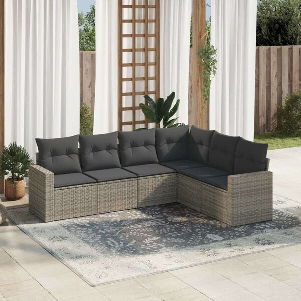 VidaXL Polyrattan Kerti Ülőgarnitúra - 6 részes - Szürke