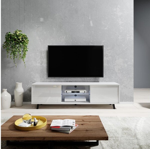 Tv szekrény/asztal Leiros (világítással) (fehér)