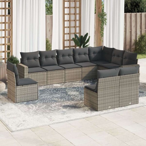 VidaXL Polyrattan Kerti Ülőgarnitúra - 10 részes - Szürke